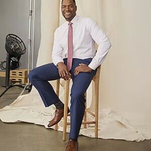 Men's Blue Pants Collection by Michael Strahan slim fit flat front 40/27